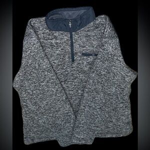 Eddie Bauer Sweater Mens XL Gray Fleece Knit 1/4 Zip Classic Fit Pullover Eddie